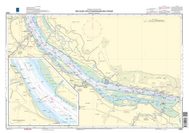 Duitse kaart 1660 - Die Elbe von Stadersand bis Cranz